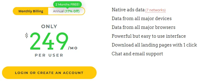 AdPlexity Native Ads Pricing