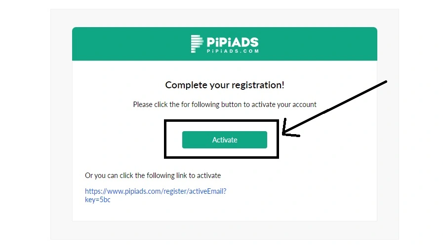 PiPiads Email confirmation 