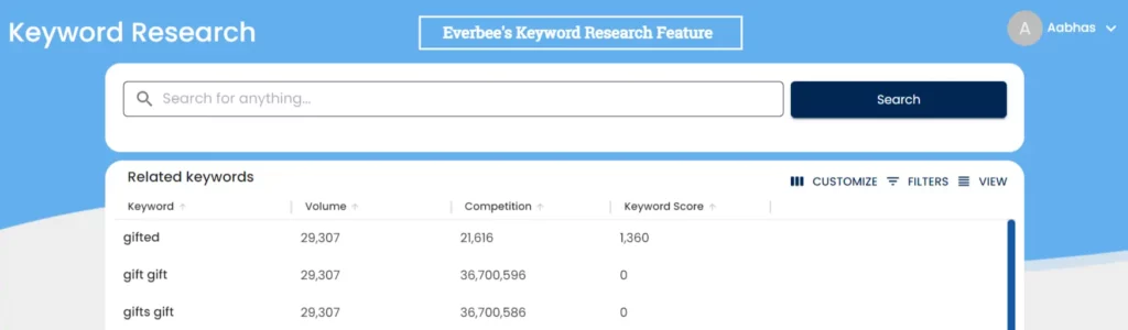 Everbee Keyword Research