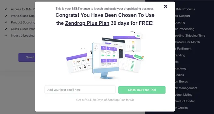 Zendrop Plus Plan 30-day free trial